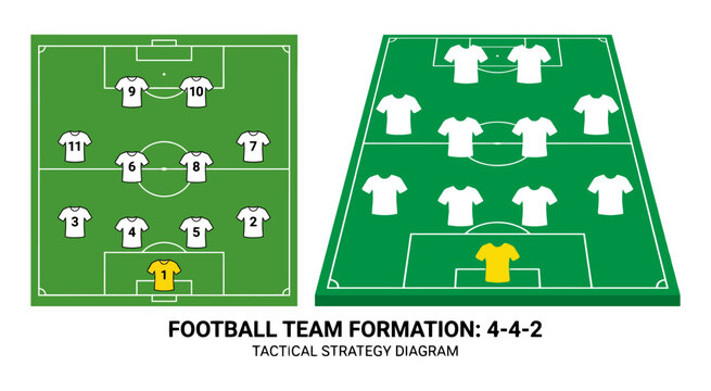 Football team formation diagram 4 4 2 tactical strategy vector illustration soccer