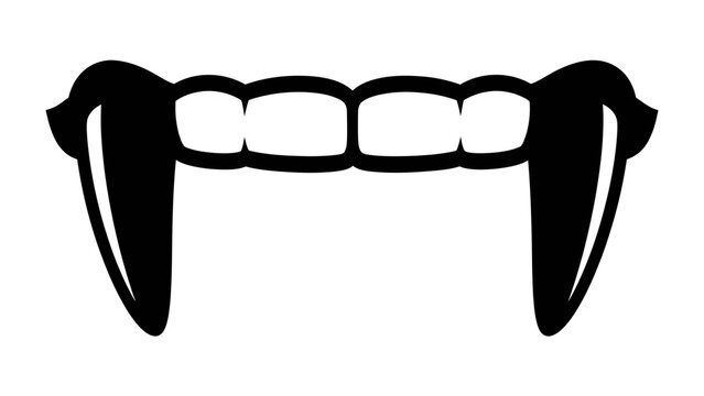 Vampire Fangs Silhouette: A stark, black silhouette of vampire fangs and teeth, exuding a sense of gothic horror and mystery.