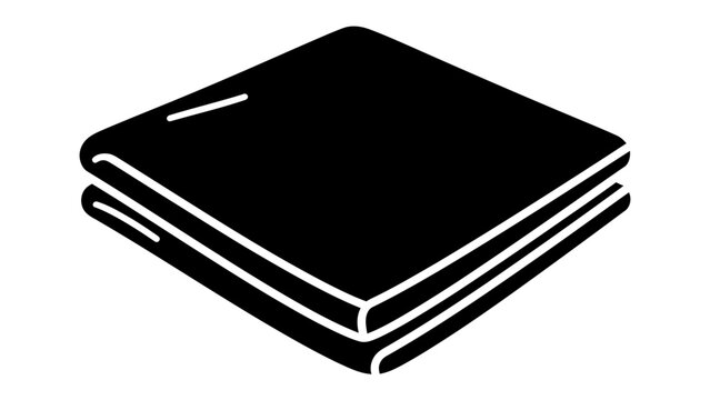 Stack of Cloth: A simple black and white graphic representation of a neatly folded stack of cloth or fabric, ideal for design projects needing a clean and minimalist element.