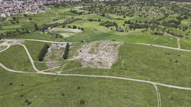 Cinematic Drone Video of Pisidia Antiocheia Ancient City Near Yalvac in Isparta, Turkey