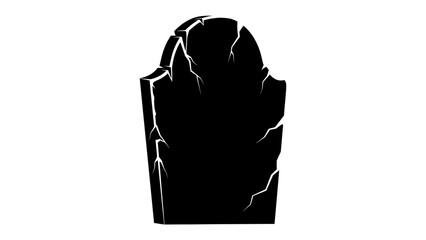 Grave Silhouette: A stark black silhouette of a cracked tombstone stands as a somber memorial, symbolizing loss and remembrance. © Md