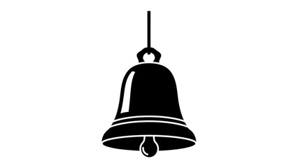 Hanging Bell Silhouette: A striking black silhouette of a classic bell, suspended by its clapper and bail, presented against a clean backdrop, symbolizing communication and notification. © Md