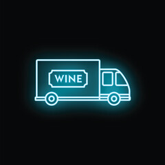 Fototapeta premium Illuminated wine delivery van moving goods for alcohol logistics