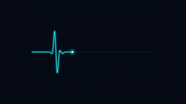 Heartbeat Electrocardiogram Blue Cyan Grid Line Animation Hospital Diagnostic Display 4K Resolution