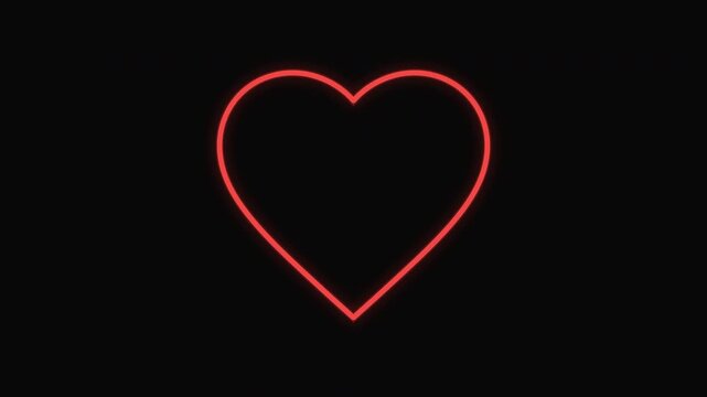red heart beat minimal line art simple outline transparent romantic concept 4k