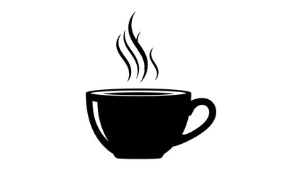 Fototapeta premium Steaming Hot Beverage: A stylized black icon of a cup filled with a steaming hot beverage, perfect for representing cafes, coffee shops, or a warm, comforting drink.