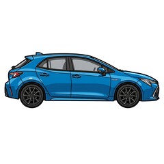 Fototapeta premium Blue SUV car on white background isolated.