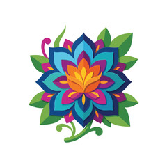Fototapeta premium Vibrant colorful flower mandala design.