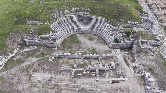 Cinematic Drone Video of Pisidia Antiocheia Ancient City Near Yalvac in Isparta, Turkey