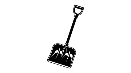 Snow shovel illustration: A bold, graphic illustration of a snow shovel, rendered in stark black and white, ready for winter's challenges. © Nadim