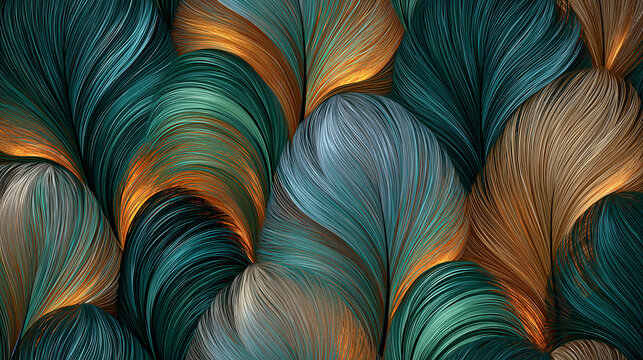 Luxury feather composition with emerald green and antique gold on an elegant dark backdrop