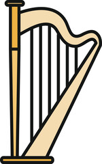 Naklejka premium Harp representing classical music, orchestra, and melody in simple line art style