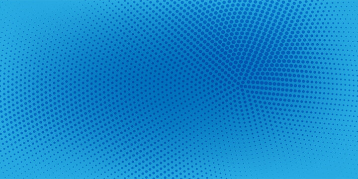 Blue halftone pattern background with radial dot gradient.