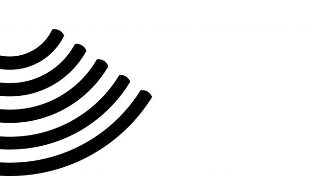 Black curved parallel lines create a minimalist monochrome pattern suitable for graphic design projects, artistic abstract concepts, and backgrounds.