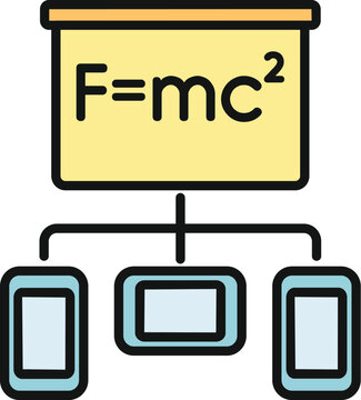 Whiteboard displaying emc connected to multiple mobile devices, illustrating online education and learning