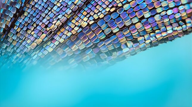 Extreme Macro Close-up of Iridescent Morpho Butterfly Wing Scales Texture