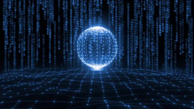Royal blue color plexus glowing energy feild futuristic digital global big data transfer hi tech design black technology 3D background