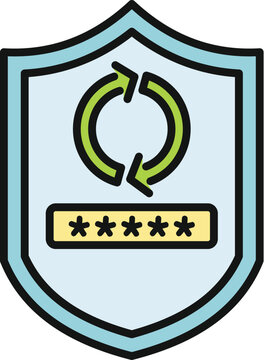 Shield protecting a password text field with circular refresh arrows