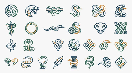Fototapeta premium Collection of Snake and Serpent Symbols and Logos