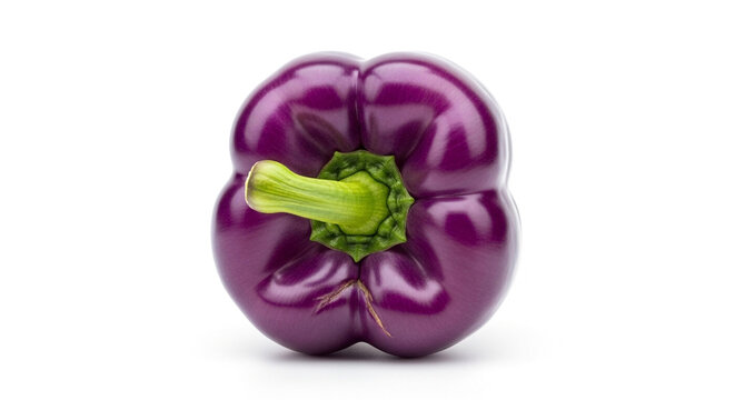 Fresh purple bell pepper isolated on white background