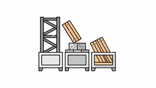 Warehouse storage with wooden pallets stacked.