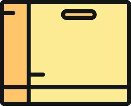 Dishwasher flat color line icon representing kitchen automatic cleaning equipment
