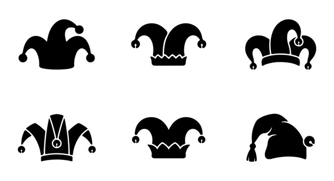 Jester Hats Collection, Medieval Fool Caps, Carnival Costume Accessories, Jester Headwear Icons