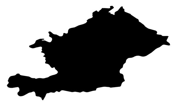 A contour map of Osh. Kyrgyz region silhouette