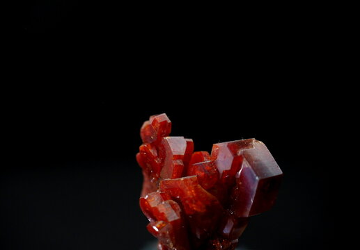 Beautiful deep red vanadinite mineral crystal cluster