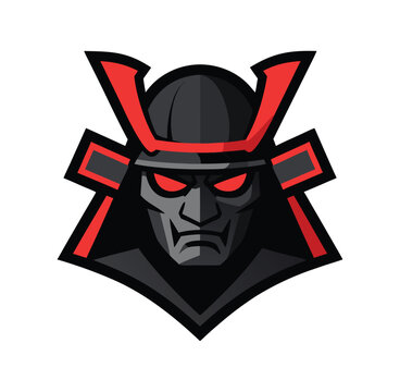 Samurai Helmet Warrior Mascot Vector Logo