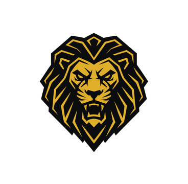 Geometric Lion Head Mascot Vector Logo