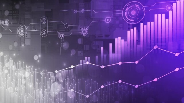 colorful bar chart with growing business data analysis algorithms dashboard display black hi-tech technology graph background