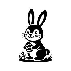 Fototapeta premium A cute black and white silhouette of a small bunny rabbit