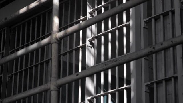Penitentiary Prison Jail Cell Iron Bars Correctional Facility Concept Broll