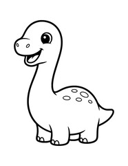Cute Baby Brontosaurus Coloring Page for Kids. Simple Dinosaur Outline Illustration for Children. © Salma