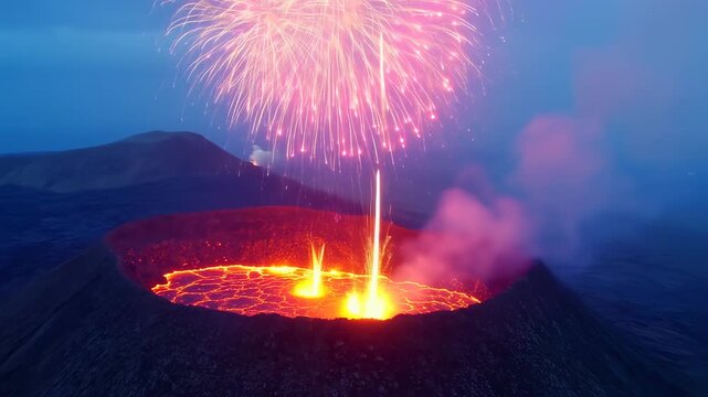 Volcanic Eruption with Lava and Sparks.