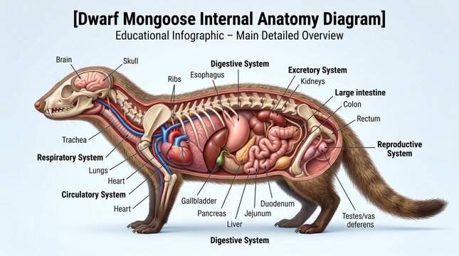 Dwarf Mongoose Internal Anatomy Diagram