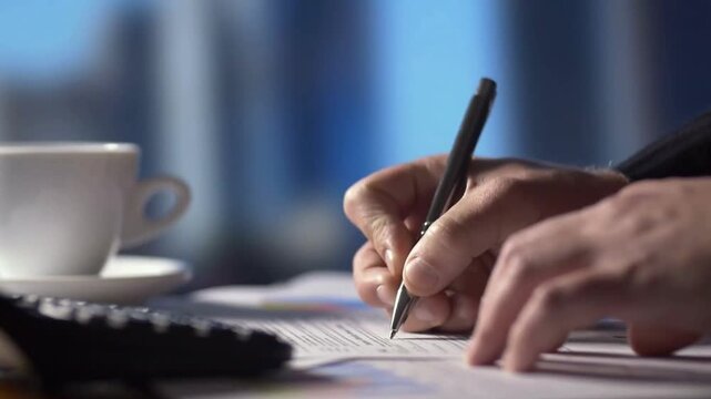 Business Professional Preparing Tax Return 1040 Documents At Desk