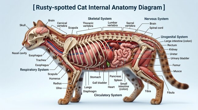 Rusty-spotted Cat Internal Anatomy Diagram