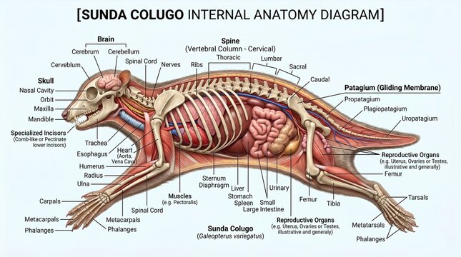 Sunda Colugo Internal Anatomy Diagram