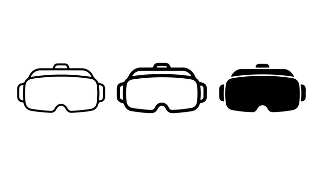 Virtual Reality Headset Icons, VR Goggles Vector Set, Futuristic Technology Graphics