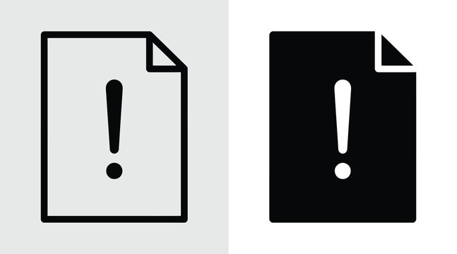 Important document warning icon set in line and solid styles with document exclamation attention important information graphics