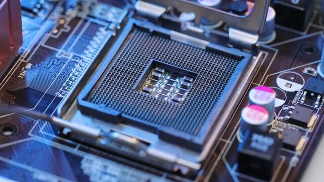 Macro Tracking Shot of Printed Circuit Board Technology