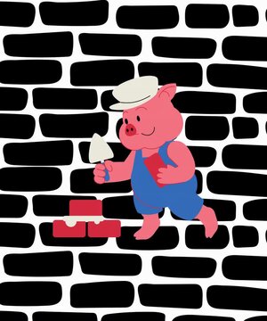 pig of a brick wall