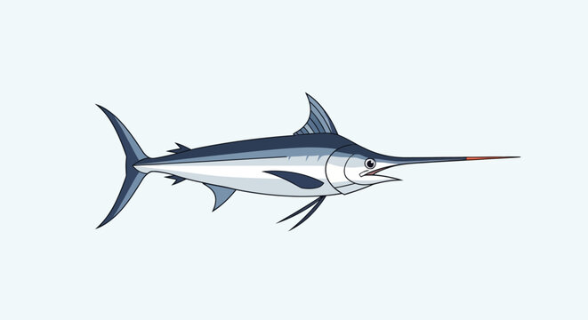 Detailed swordfish illustration isolated on a light background.