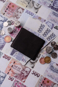 Czech koruna, paper money and coins, financing and commodity exchange, trade. Czech currency