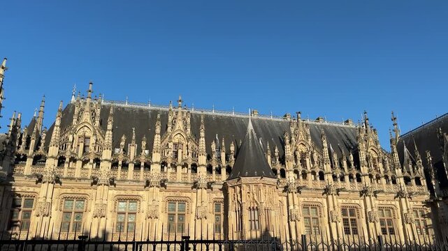 Courtyard of Parlement de Normandie in Rouen France with Historic Gothic Architecture
