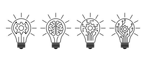 Idea lightbulb icon. Inspiration creativity lamp vector icon collection. © Vector studio