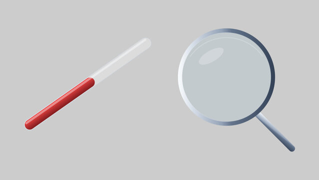 Diagnostic blood sample tube with magnifying glass professional vector illustration for healthcare diagnostics