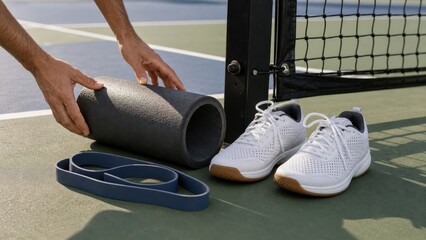 Naklejka premium Pickleball injury foam roller